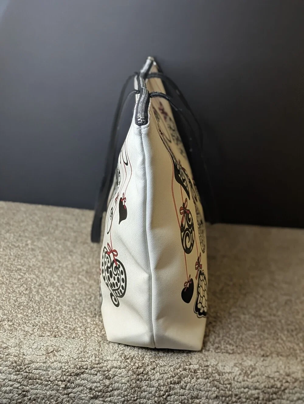 Brighton Love Notes Tote Bag White Faux Saffiano Leather Christmas Ornaments